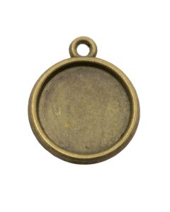 Charm Cabochon Fassung (14 mm) Bronze (5 St&uuml;ck)