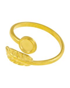Edelstahl Ring Cabochon Fassung (4 mm) 18K Gold Ion Plated (1 St&uuml;ck)