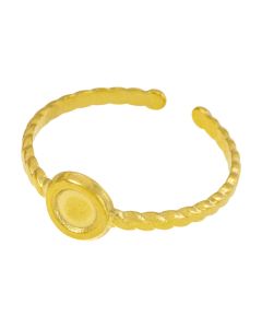 Edelstahl Ring Cabochon Fassung (4 mm) 18K Gold Ion Plated (1 St&uuml;ck)