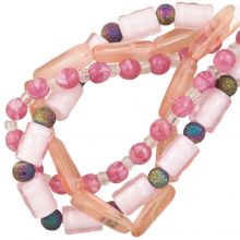 Perlenmischung - Glasperlen (6 - 18.5 x 6 - 7.5 mm) Primrose Pink (55 Stück)