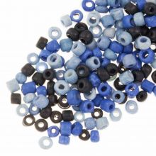 Perlenmischung - Rocailles (3 - 4 mm) Steel Blue Mix (100 Gramm)