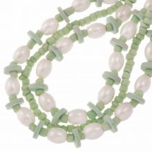 Perlenmischung - Rocailles & Glasperlen (2 - 8 x 3 - 7 mm) Transparent White Pearl (120 Stück)