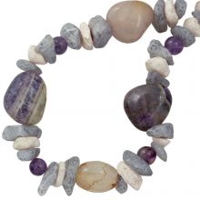 Perlenmischung - Naturstein Perlen (3 - 17 x 6 - 15 mm) Lilac Marble (35 Stück)