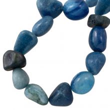 Perlenmischung - Naturstein Perlen (12 - 17 x 10 - 15 mm) Mykonos Blue (12 Stück)