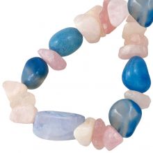 Perlenmischung - Naturstein Perlen (5 - 25 x 12 - 18 mm) Pinky Blues (20 Stück)