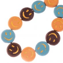 Keramikperlen Smiley (17 x 6 mm) Mix Color (11 Stück)