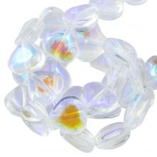 Glasperlen Herz (8 x 8 x 4 mm) Crystal AB (45 Stück)