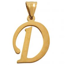 Edelstahl Buchstabenanhänger D (32 mm) Gold (1 Stück)