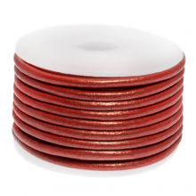 Lederband Rund (2 mm) Metallic Bright Red (5 Meter)