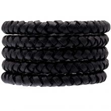 DQ Leder Geflochten (8 mm) Black (1 Meter)