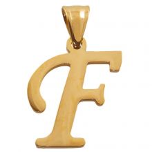 Edelstahl Buchstabenanhänger F (34 x 22 x 2 mm) Gold (1 Stück)