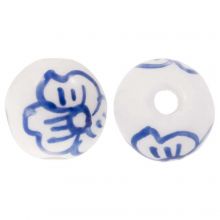 Delfter Blau Keramikperlen (10 mm) White-Blue (4 Stück)