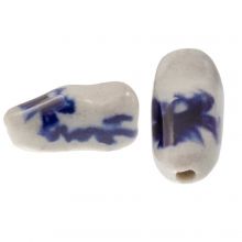 Delfter Blau Keramikperlen Holzschuh (18 x 9 x 10 mm) White-Blue (4 Stück)