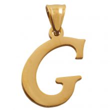Edelstahl Buchstabenanhänger G (33 x 18 x 2 mm) Gold (1 Stück)