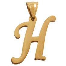 Edelstahl Buchstabenanhänger H (35 x 22 x 2 mm) Gold (1 Stück)