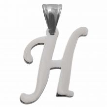 Edelstahl Buchstabenanhänger H (32 mm) Altsilber (1 Stück)