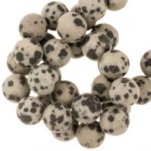 Dalmatiner Jaspis Perlen Frosted (8 mm) 45 Stück