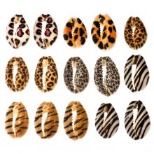 Kauri Muschelperlen Tierdruck (18 - 23 x 13 - 14 x 6 - 8 mm) Mix Color (15 Stück)