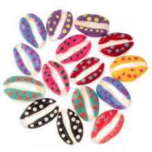 Kauri Muschelperlen Emaille Punkte (17 - 23 x 11 - 15 x 6 - 8 mm) Mix Color (15 Stück)