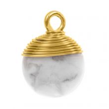 Howlith Charm (14 x 10 x 6 mm) Gold (1 Stück)