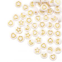 Perlenmischung - Acrylperlen (7 x 3.5 mm) White-Gold (50 Stück)