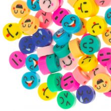 Perlenmischung - Polymer Smiley Perlen (9.5 x 9.5 x 4.5 mm) Mix Color (50 Stück)
