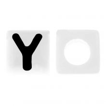 Acryl Buchstabenperlen Y (7 x 7 mm) White-Black (50 Stück)