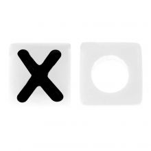 Acryl Buchstabenperlen X (7 x 7 mm) White-Black (50 Stück)