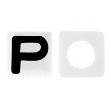 Acryl Buchstabenperlen P (7 x 7 mm) White-Black (50 Stück)