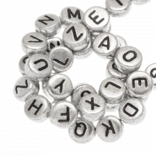 Acryl Buchstabenperlen Mix Vollständiges Alphabet (7 x 4 mm) Silver-Black (26 x 5 Buchstaben)