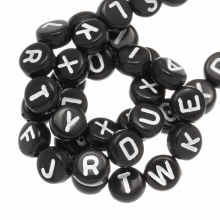 Acryl Buchstabenperlen Mix Vollständiges Alphabet (7 x 4 mm) Black-White (26 x 5 Buchstaben)