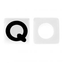 Acryl Buchstabenperlen Q (7 x 7 mm) White-Black (50 Stück)