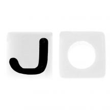 Acryl Buchstabenperlen J (7 x 7 mm) White-Black (50 Stück)