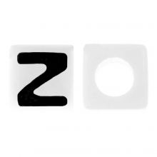 Acryl Buchstabenperlen Z (7 x 7 mm) White-Black (50 Stück)
