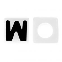 Acryl Buchstabenperlen W (7 x 7 mm) White-Black (50 Stück)