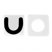 Acryl Buchstabenperlen U (7 x 7 mm) White-Black (50 Stück)
