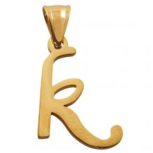 Edelstahl Buchstabenanhänger K (35 x 18 x 2 mm) Gold (1 Stück)