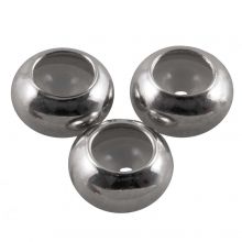 Metall Perlen Innen Kautschuk (7 x 4 mm / Innenmaß 1.2 mm) Silber (5 Stück) 