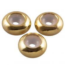 Metall Perlen Innen Kautschuk (7 x 3 mm / Innenmaß 1.2 mm) Gold (5 Stück) 