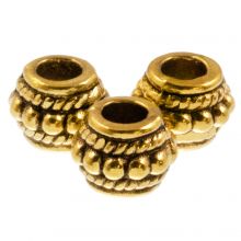 Tibetische Metallperlen (8 x 6.5 mm) Gold (25 Stück)