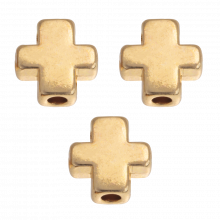 Metallperlen Kreuz (8 x 8 x 3.8 mm) Gold (40 Stück)