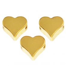 Metallperlen Herz (6 x 5 x 3.2 mm) Gold (10 Stück)