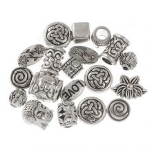 Perlen Set - Tibetanische Metallperlen (Altsilber) 15 Gramm