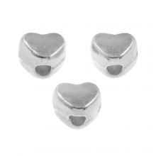 Tibetische Metallperlen Herz (3 x 4 x 3 mm) Altsilber (32 Stück)