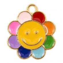 Emaille Charm Blume (18 x 16 x 1.5 mm) Multi Color (5 Stück)