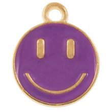 Emaille Charm Smiley (14.5 x 12 mm) Purple (5 Stück)