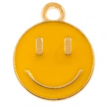 Emaille Charm Smiley (14.5 x 12 x 1.5 mm) Sunrise Yellow (5 Stück)