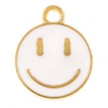 Emaille Charm Smiley (14.5 x 12 x 1.5 mm) White (5 Stück)