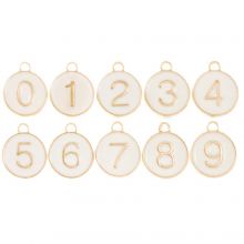 Emaille Charm Zahlen 0-9 (14 x 12 x 2.5 mm) Weiß (10 Stück)
