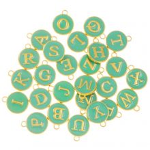 Emaille Charm Buchstaben A-Z (14 x 12 x 2 mm) Turquoise (26 Stück)